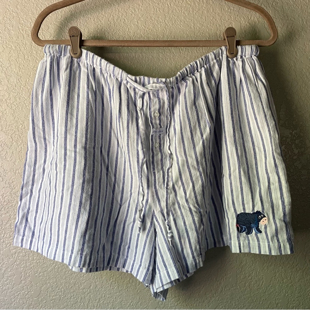 Disney Store Embroidered Eeyore Striped Cotton Boxer Shorts XL Winnie The Pooh